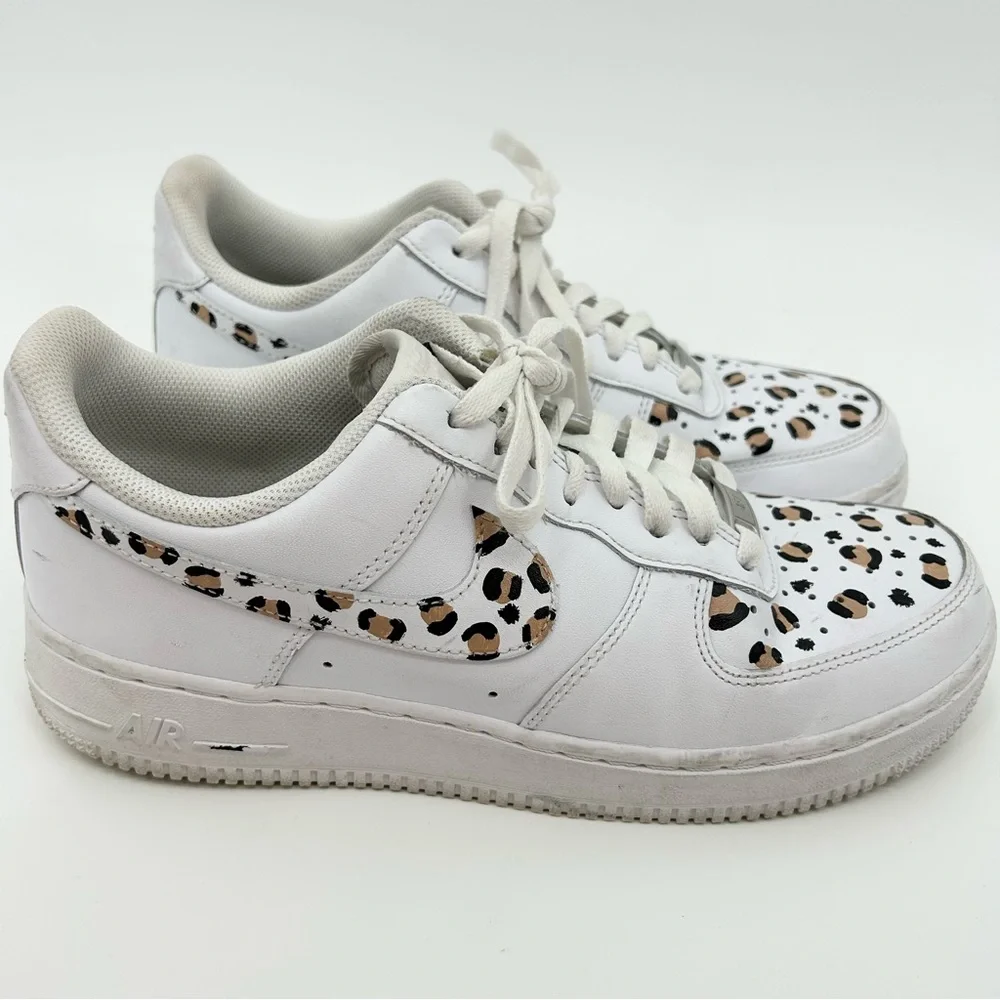 Nike Customized Cheetah Print Air Force 1s - Picture 1 of 6